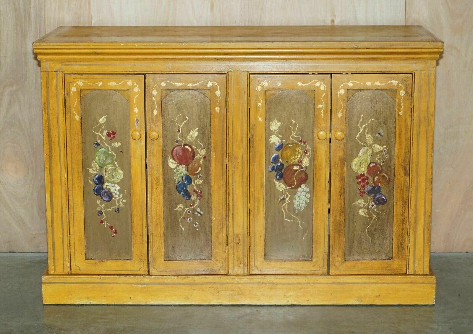 Antique Circa 1860 French Hand Painted Pine Housekeepers Sideboard Cupboard photo furniture