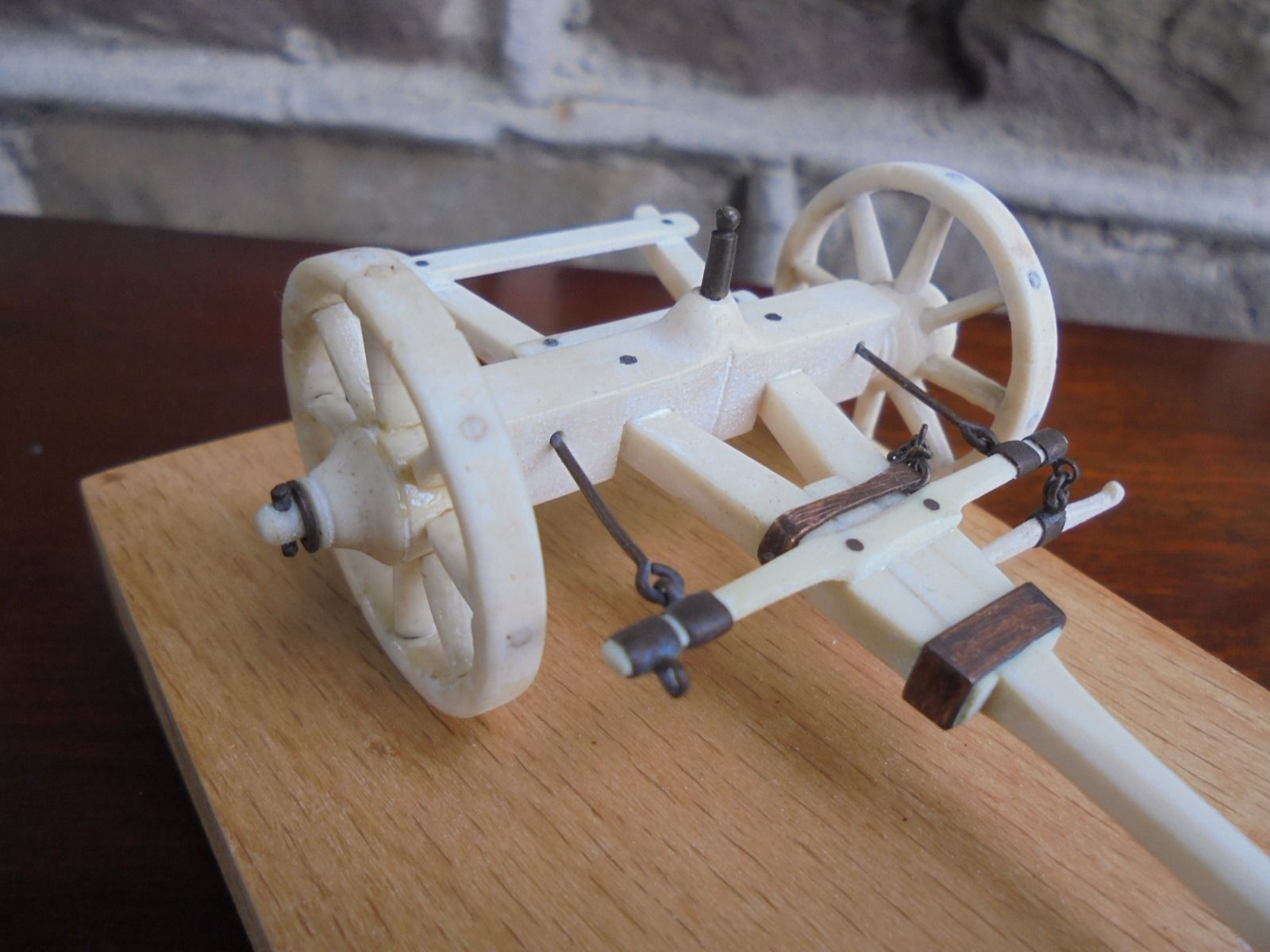 Antique Carved Bone Model Of A Cannon & Gun Carriage C.1900 photo furniture