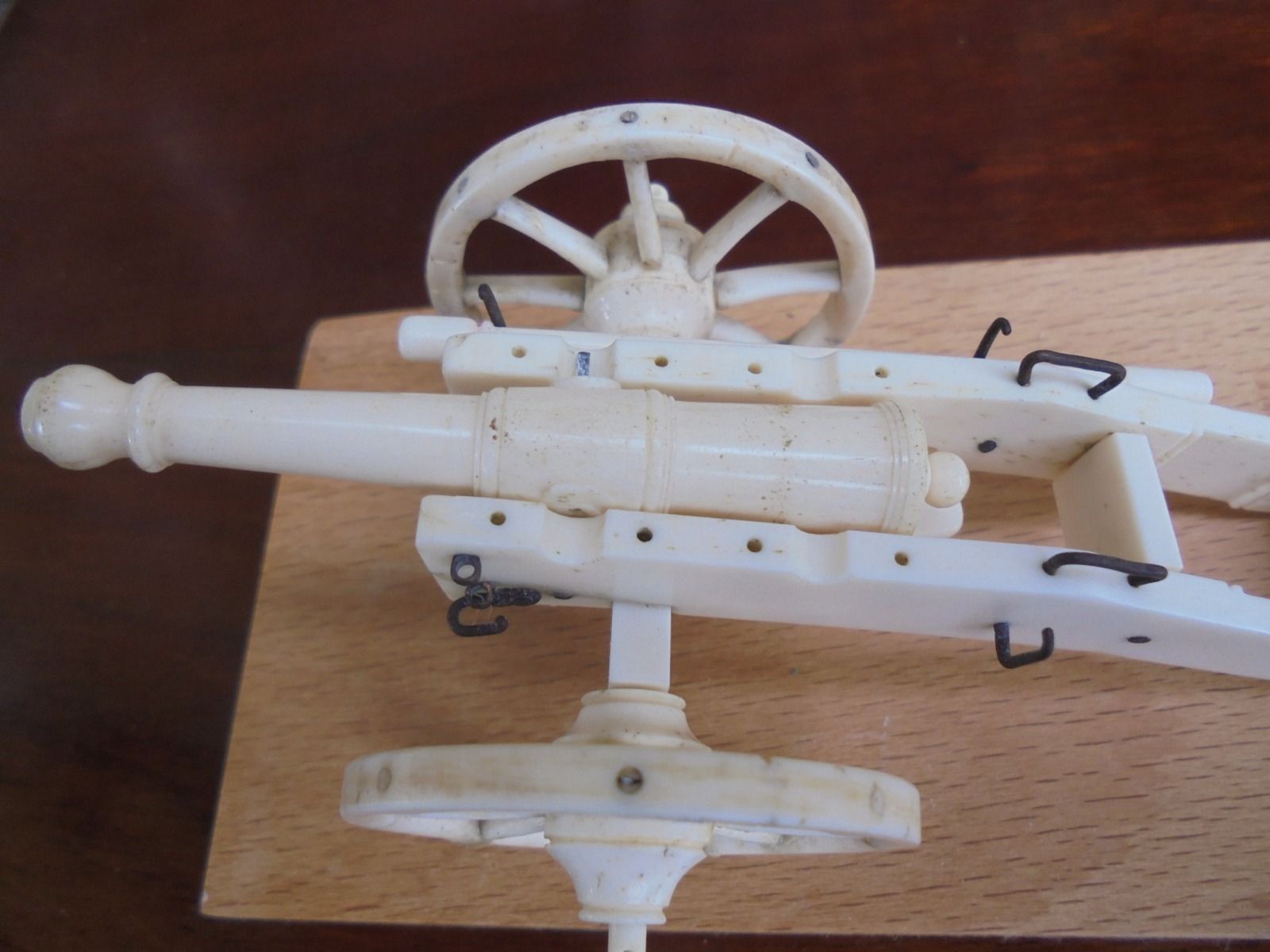Antique Carved Bone Model Of A Cannon & Gun Carriage C.1900 photo vintage