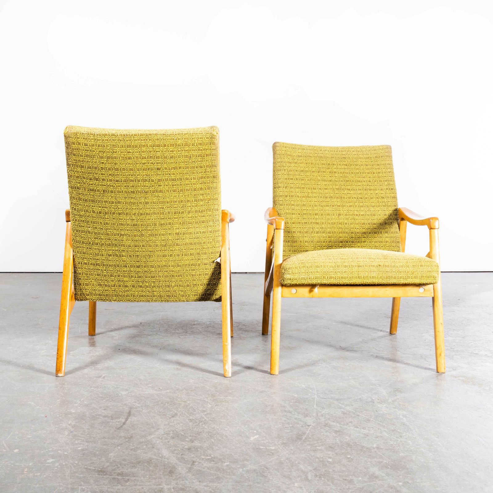 1950’s Jaroslav Smidek Original Armchairs – Pair In Lime Green photo for sale