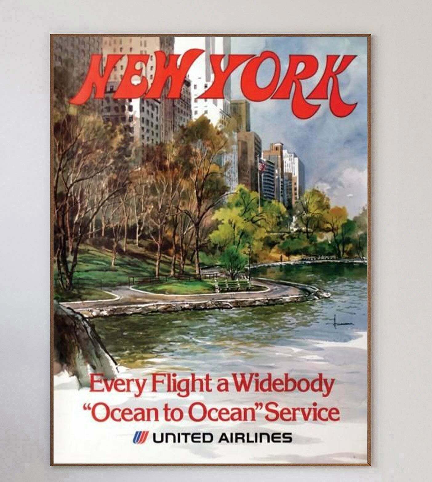 United Airlines   New York Vendor 1970 Original Vintage Poster photo 583.0