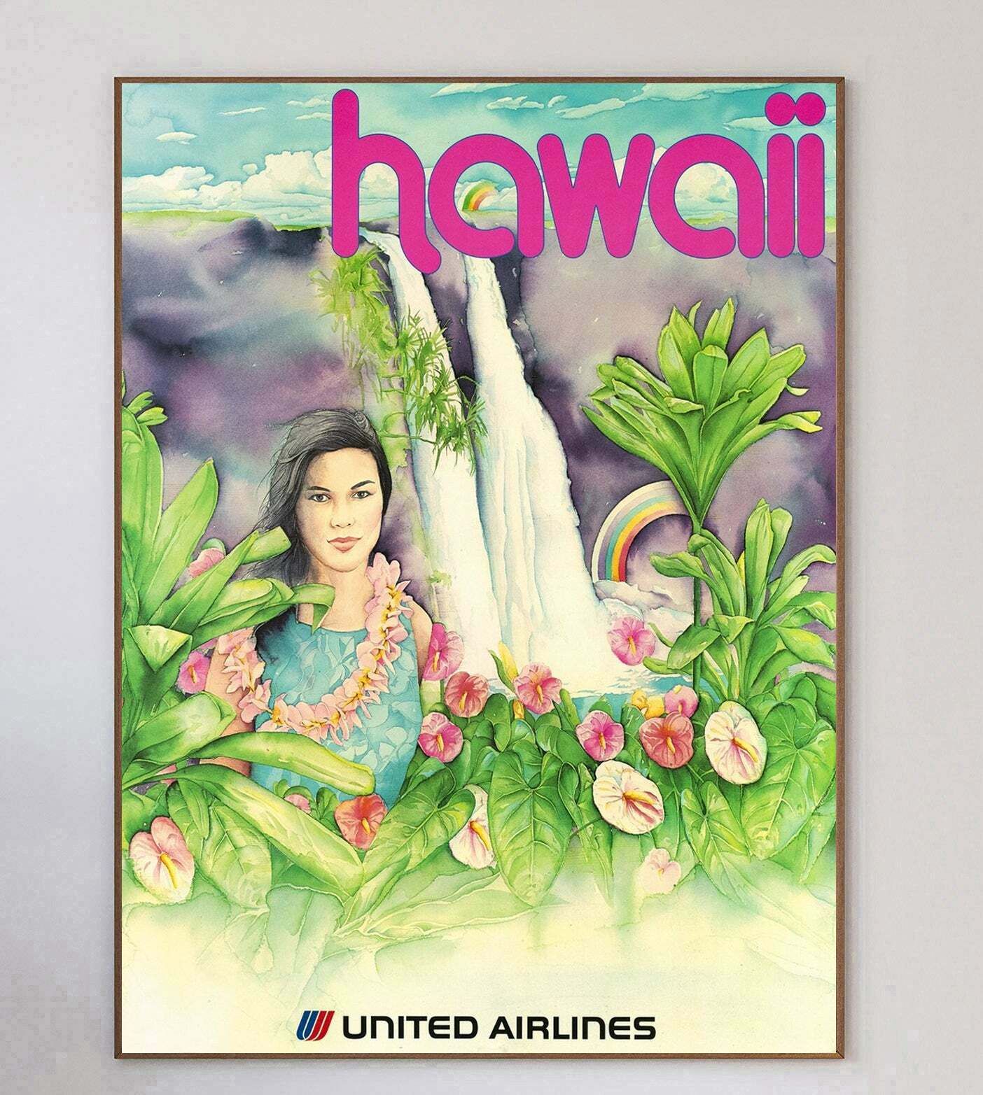 United Airlines   Hawaii Vendor 1970 Original Vintage Poster photo 548.0
