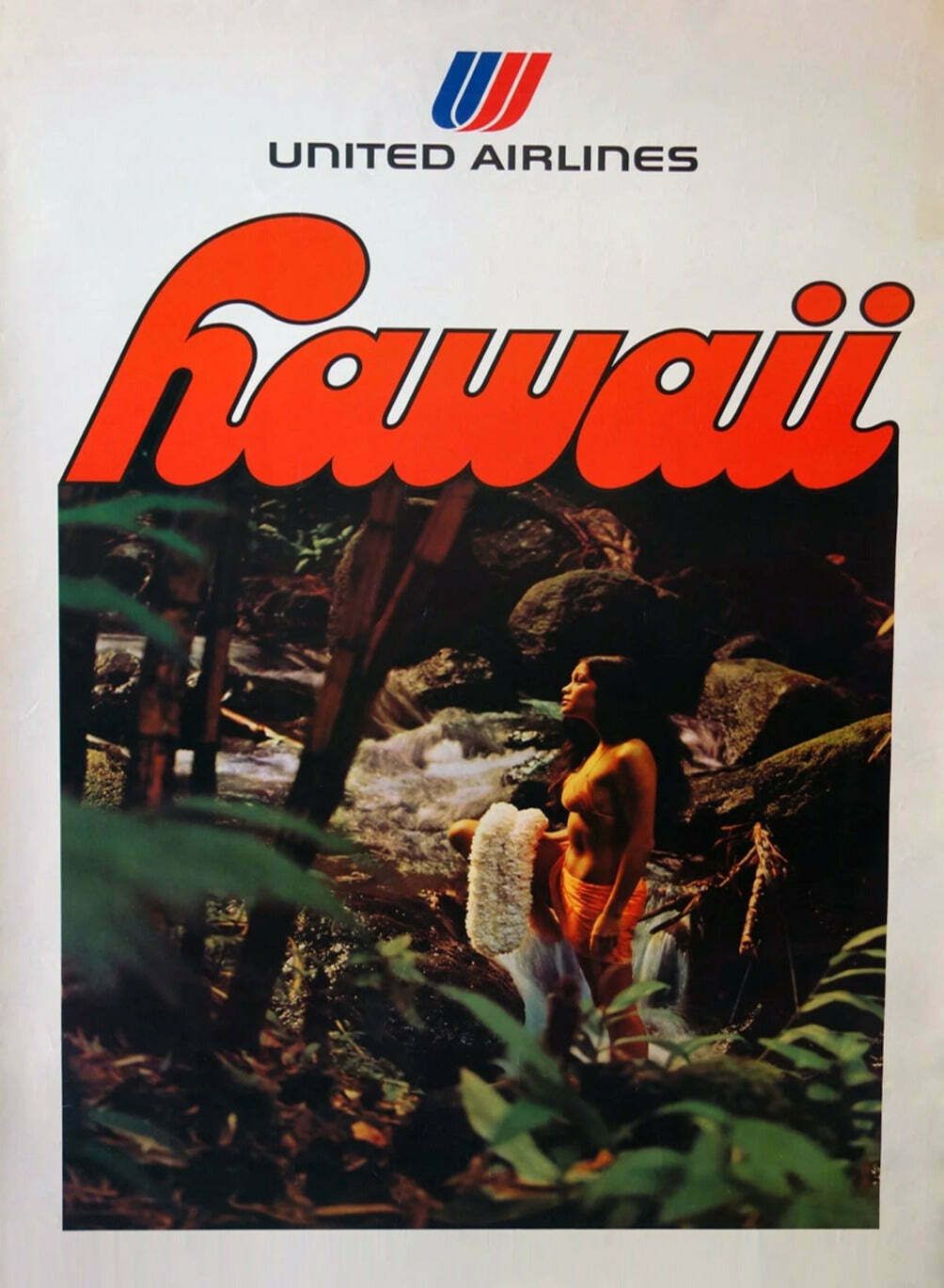 United Airlines   Hawaii Vendor 1977 Original Vintage Poster