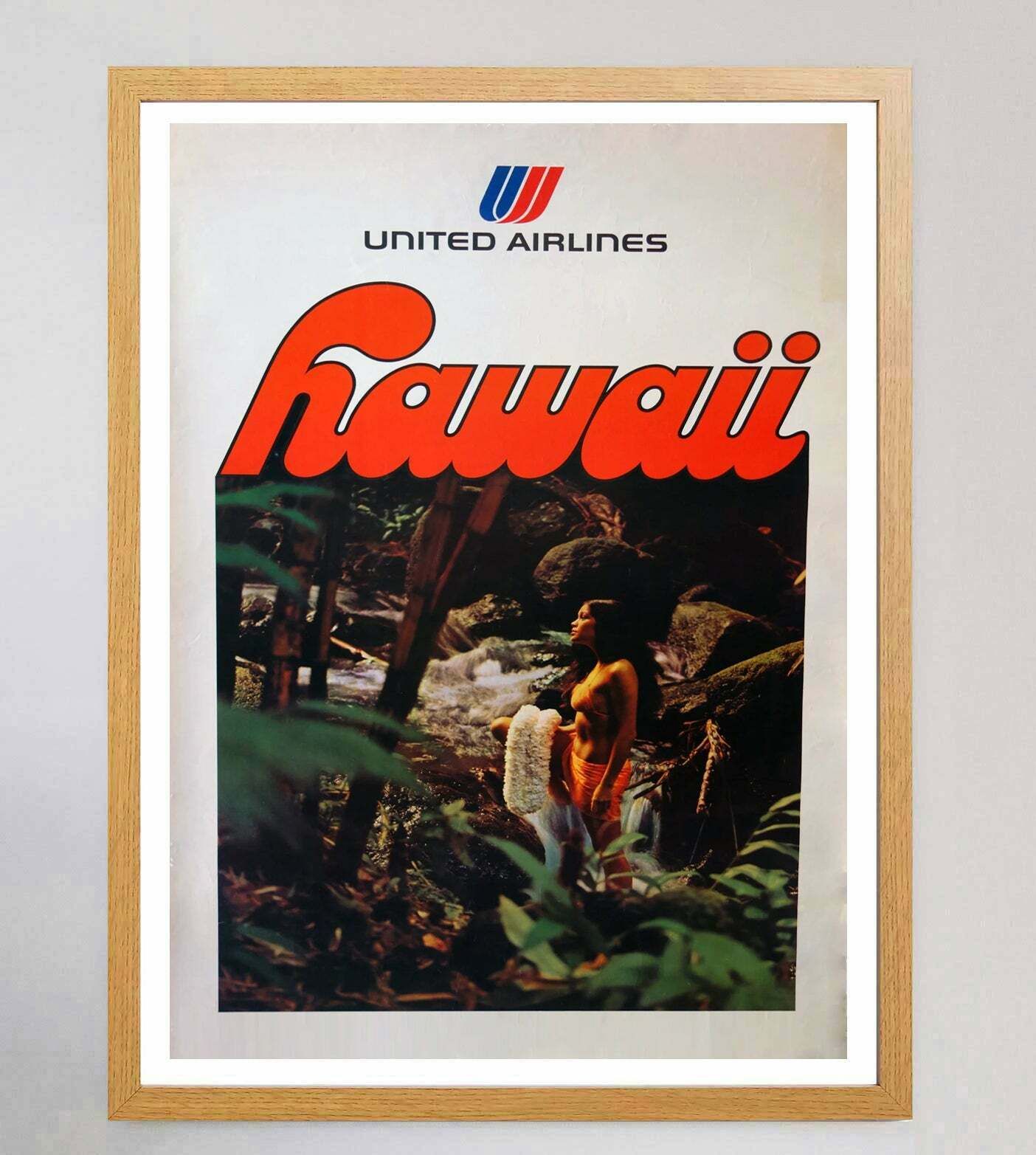 United Airlines   Hawaii Vendor 1977 Original Vintage Poster photo Art