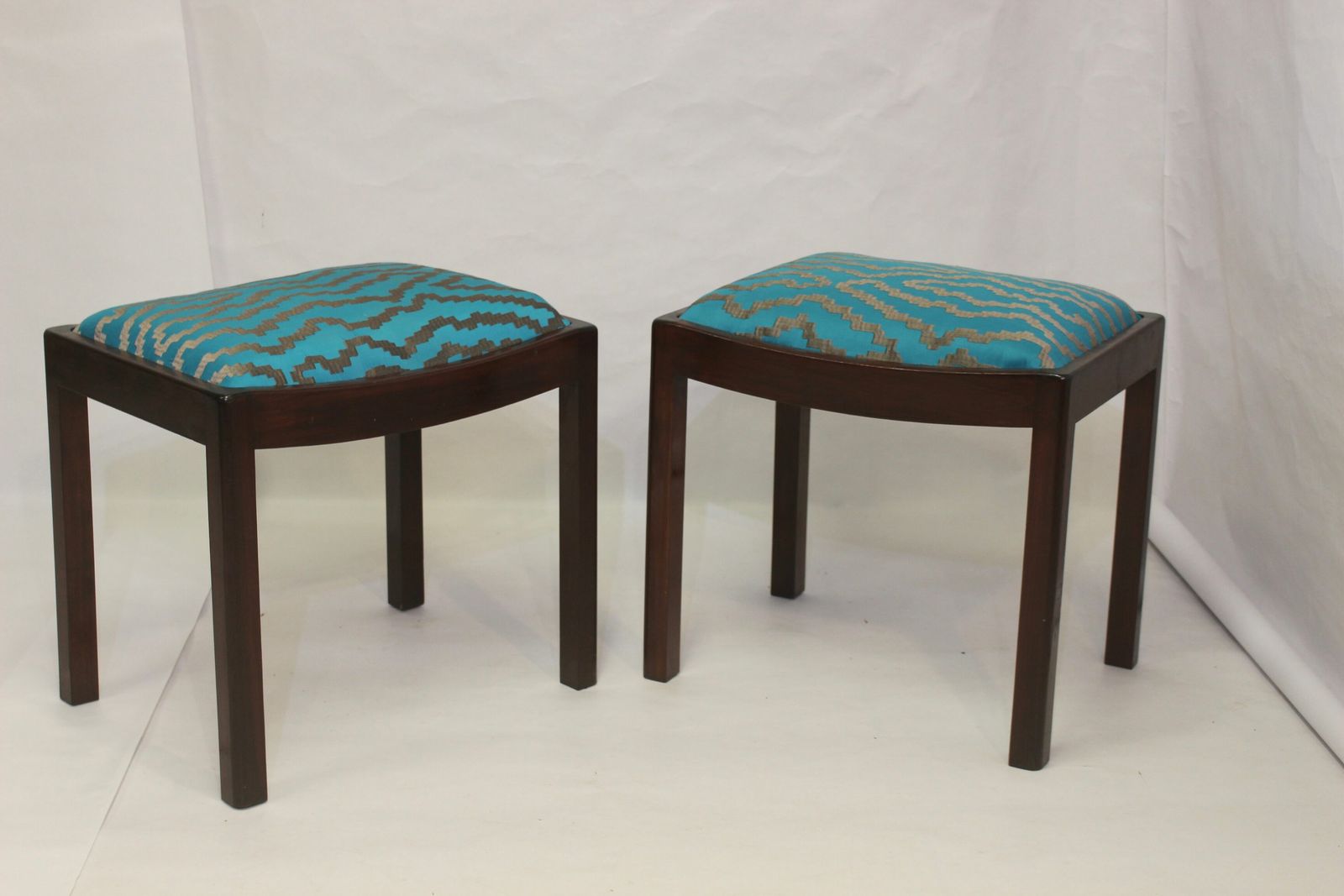 Pair Of Designer Stools From The 50s/60s In Jacquard Fabric. photo Furniture