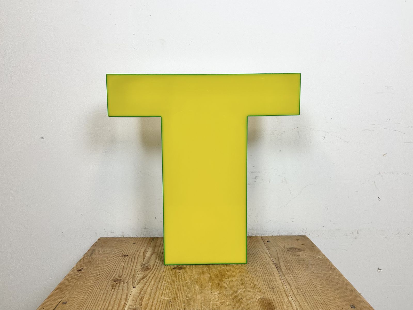 Vintage Yellow Illuminated Letter T , 1970s photo for sale