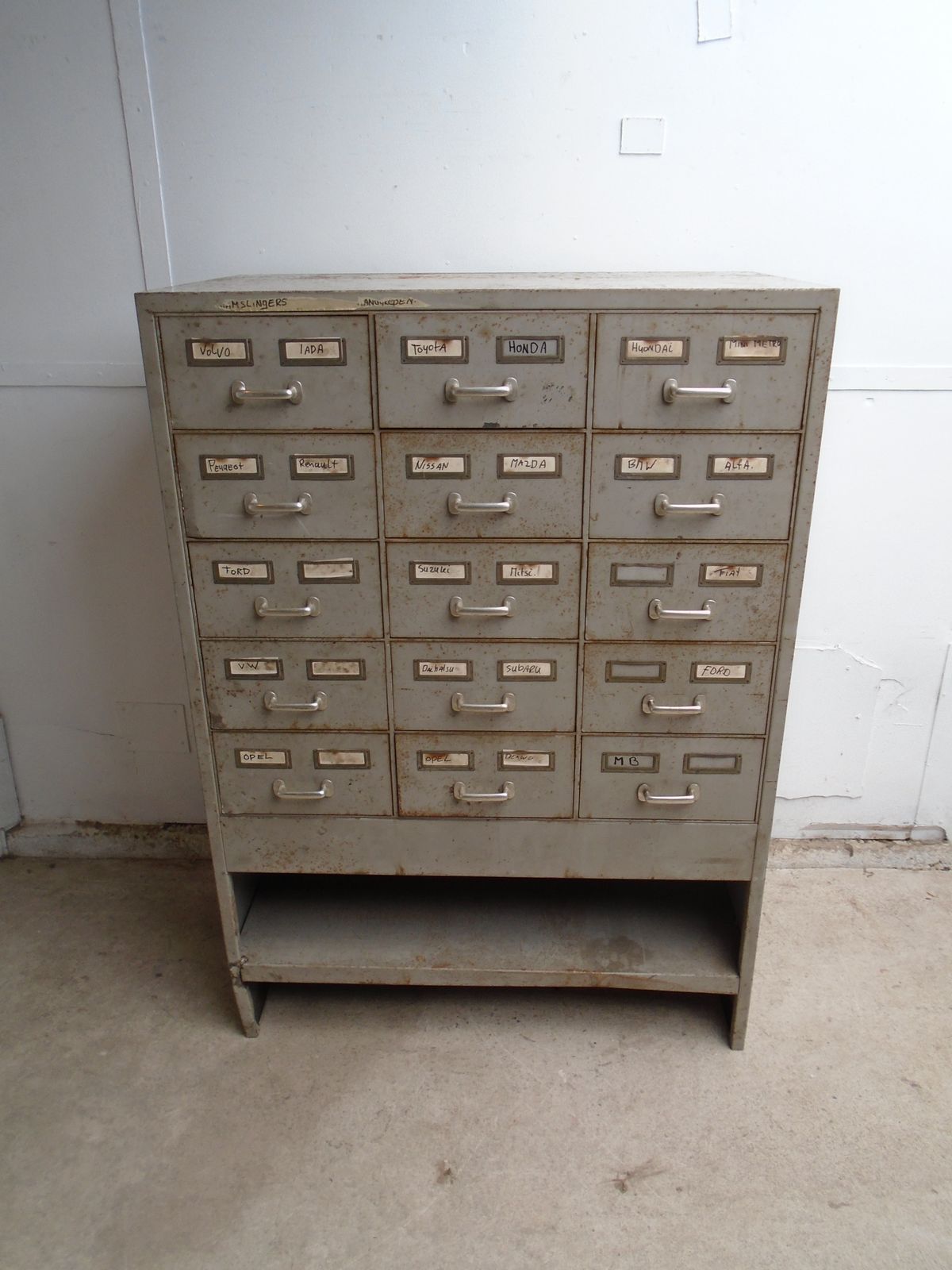 A Large Heavy 1930s Art Deco Original Metal 15 Drawer Chest Of Drawers photo for sale