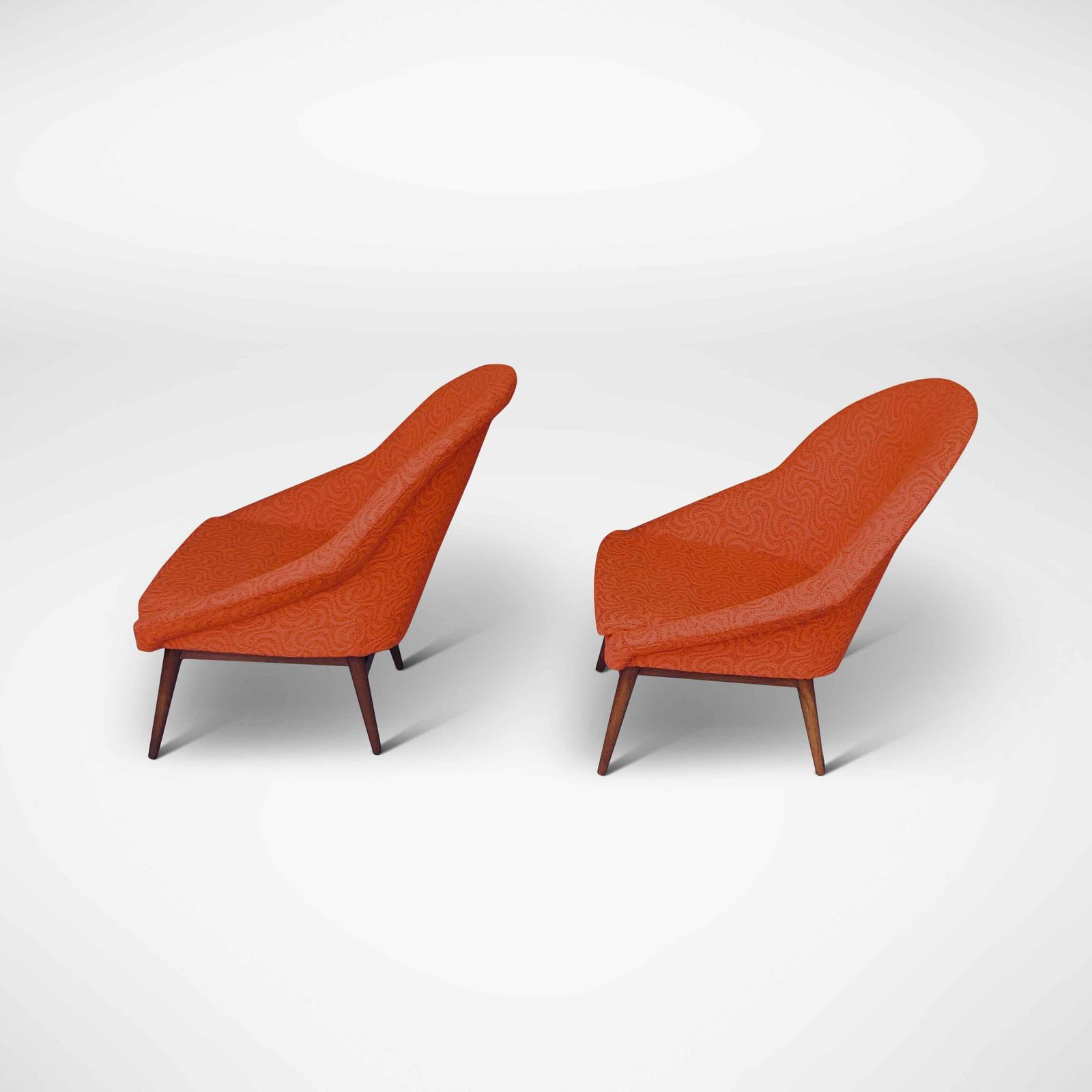 Red Bucket Seats, 1960s, Vintage photo Furniture