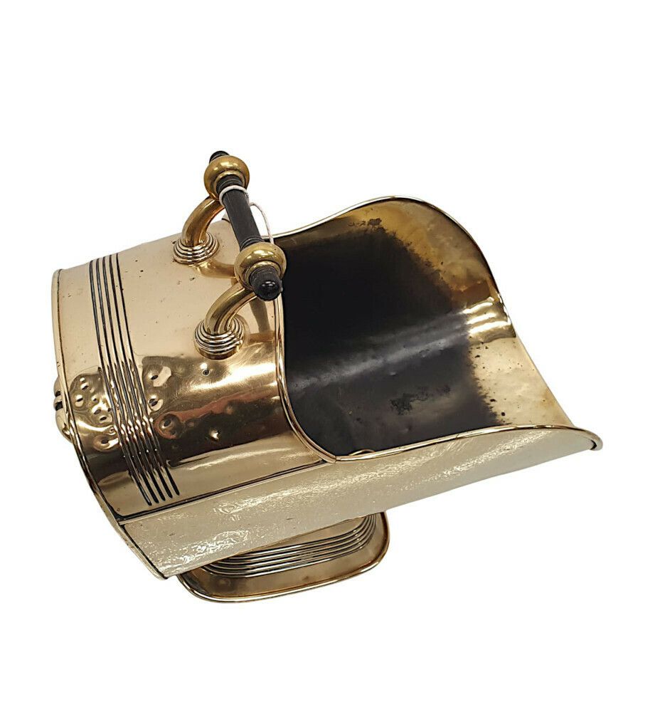 A Fabulous 19th Century Polished Brass Helmet Coal Scuttle photo for sale