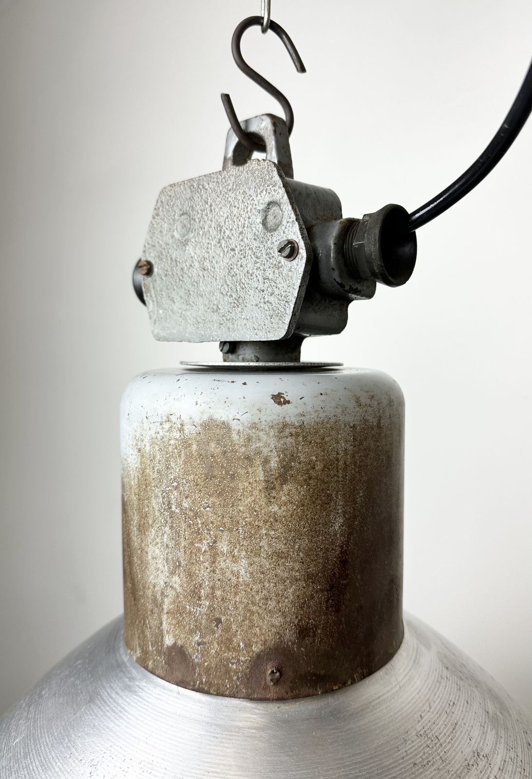 photo for sale Industrial Aluminium Pendant Lamp From Polam Wilkasy, 1960s, 2x
