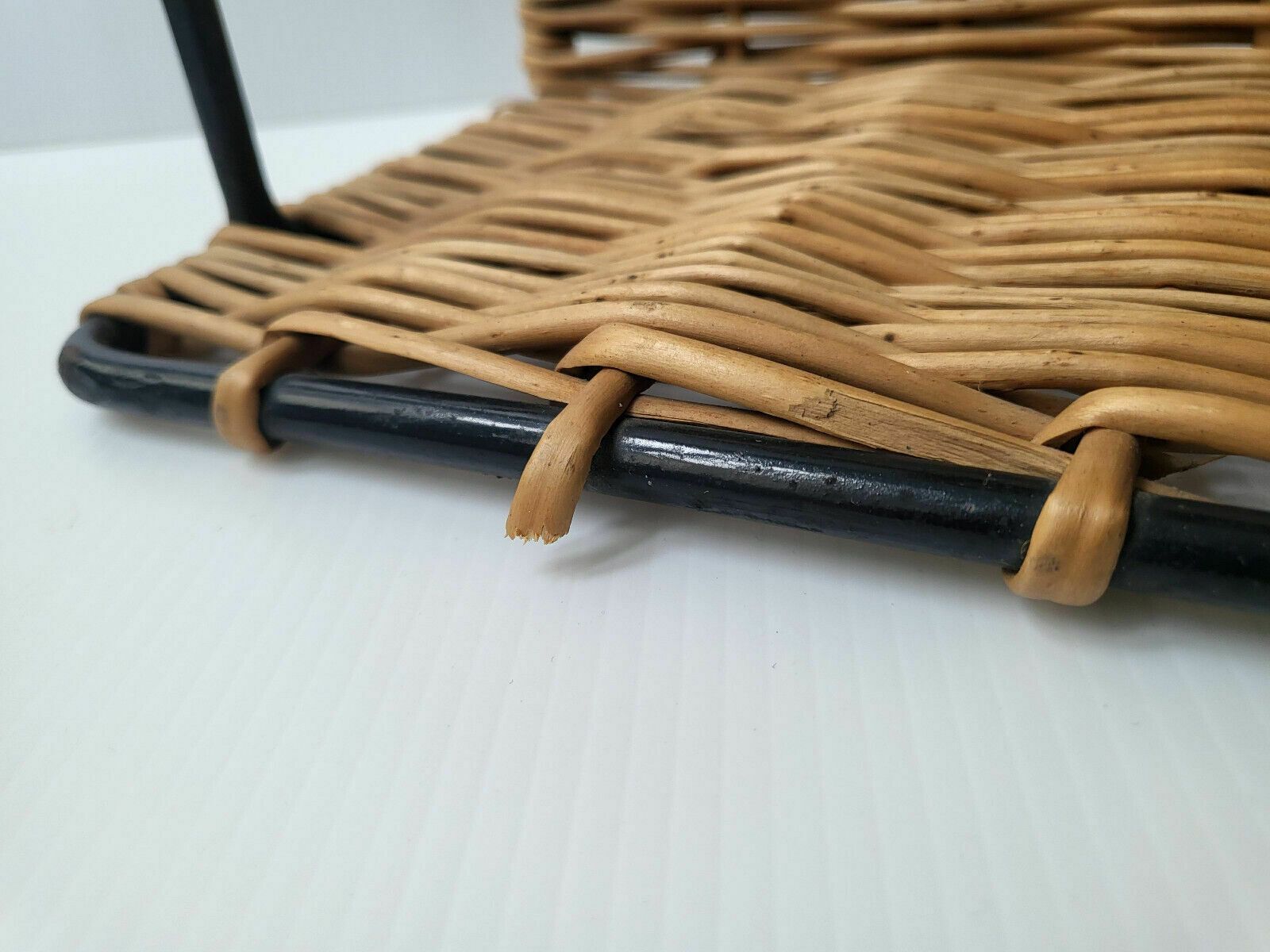 Vintage Wandplank Met Kattenorendesign, Jaren 1950, Rotan En Staal, Rockabilly 50s photo vintage