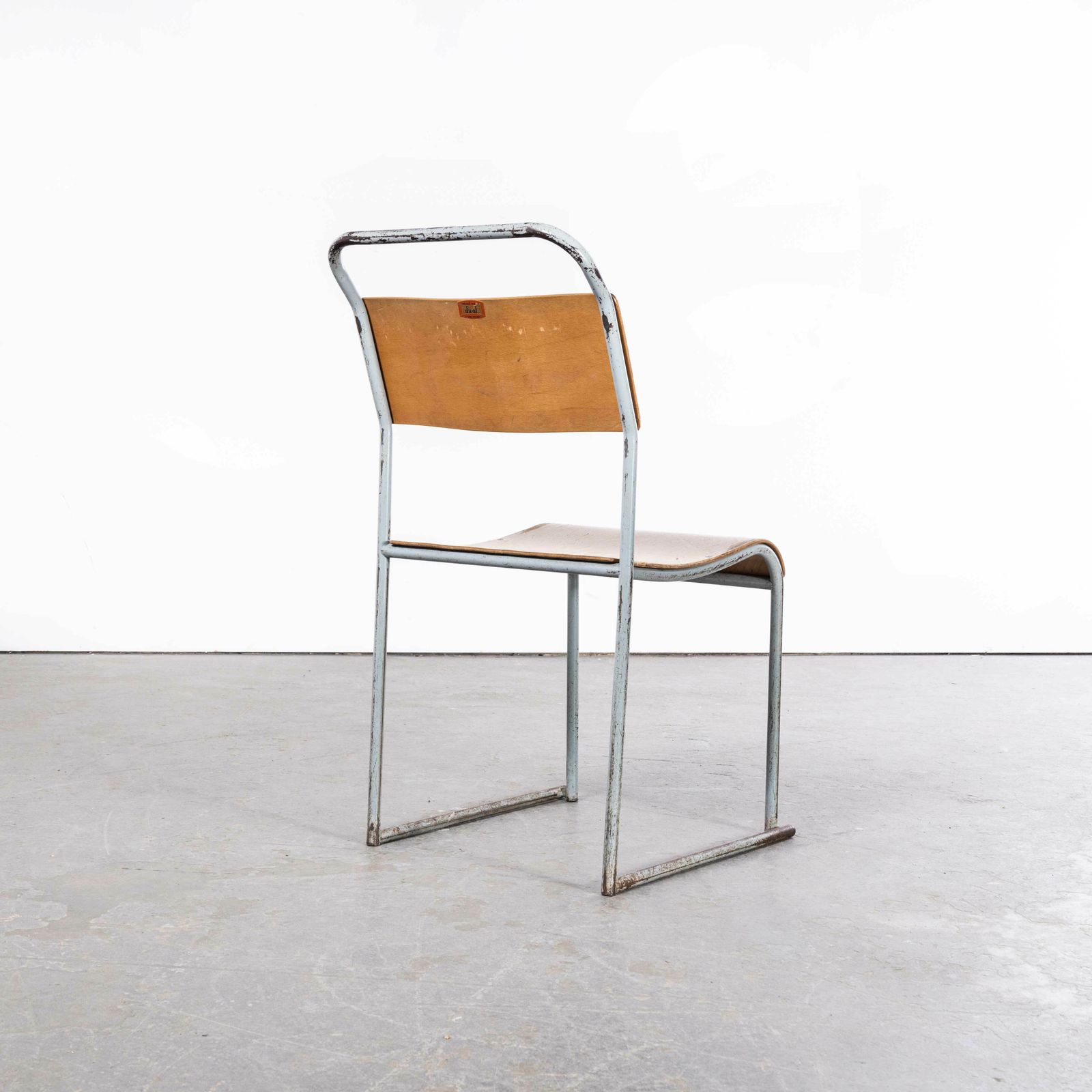 photo furniture 1950’s Dual Tubular Metal Grey Dining Chairs – Set Of Four