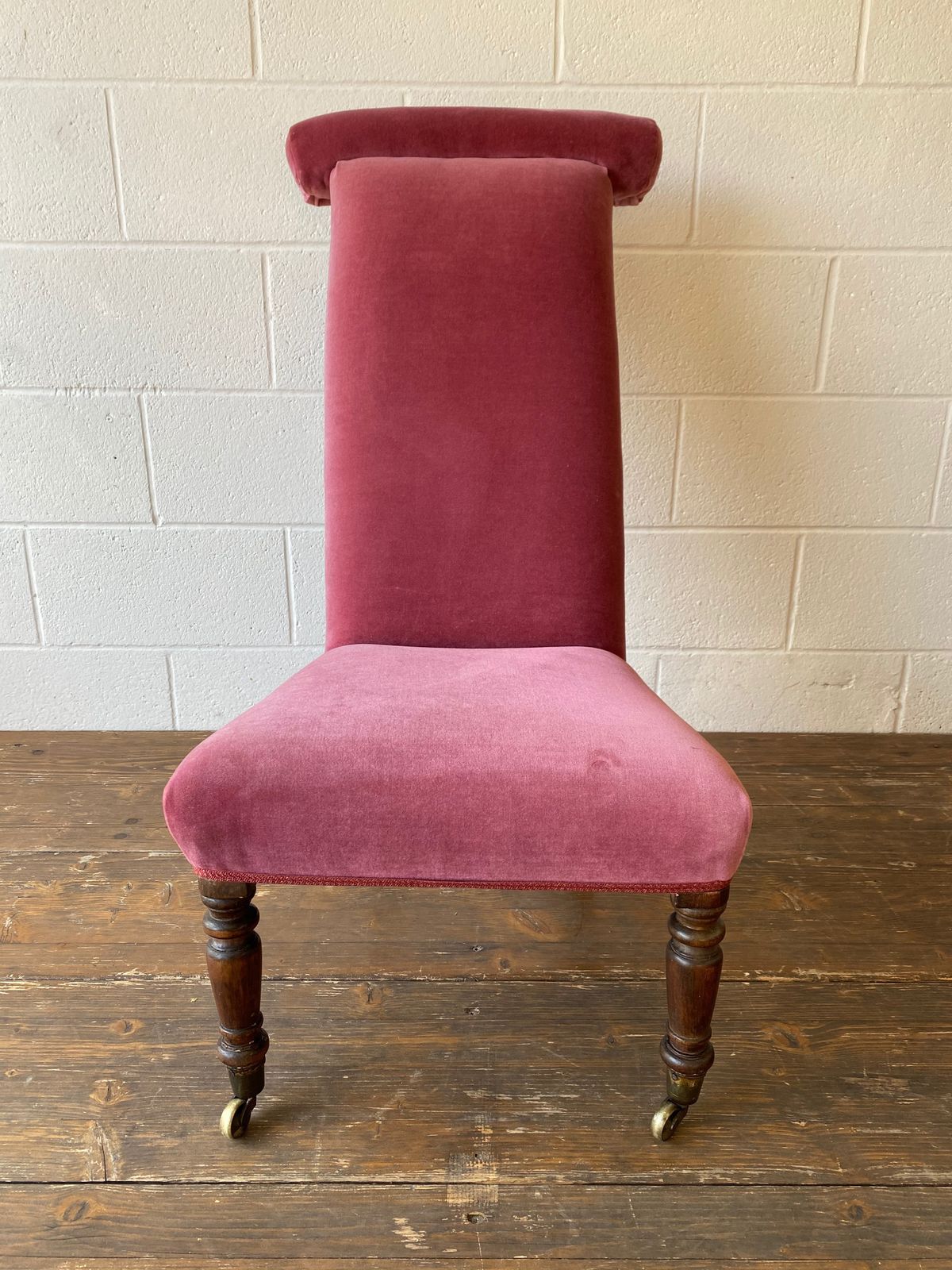 Hot Pink Velvet 19th Century Prayer Chair Bedroom Chair photo furniture