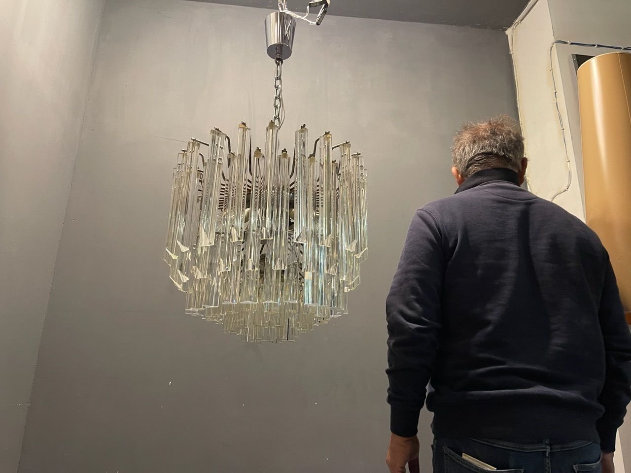 Italian Murano Glass Prism Triedri Chandelier photo buy