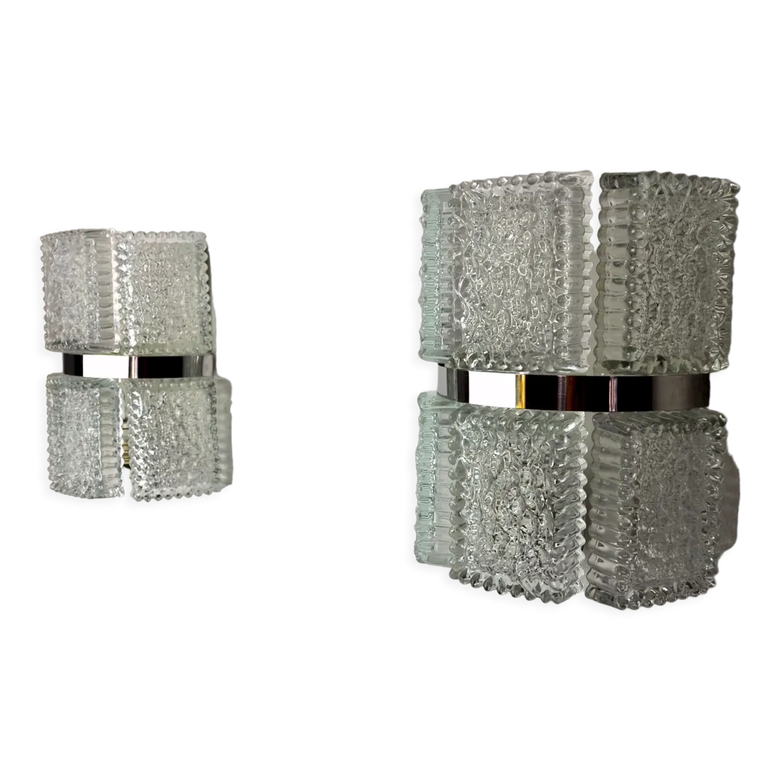 Pair Of Sconces By Kaiser Leuchten, Frosted Glass, Germany, 1960