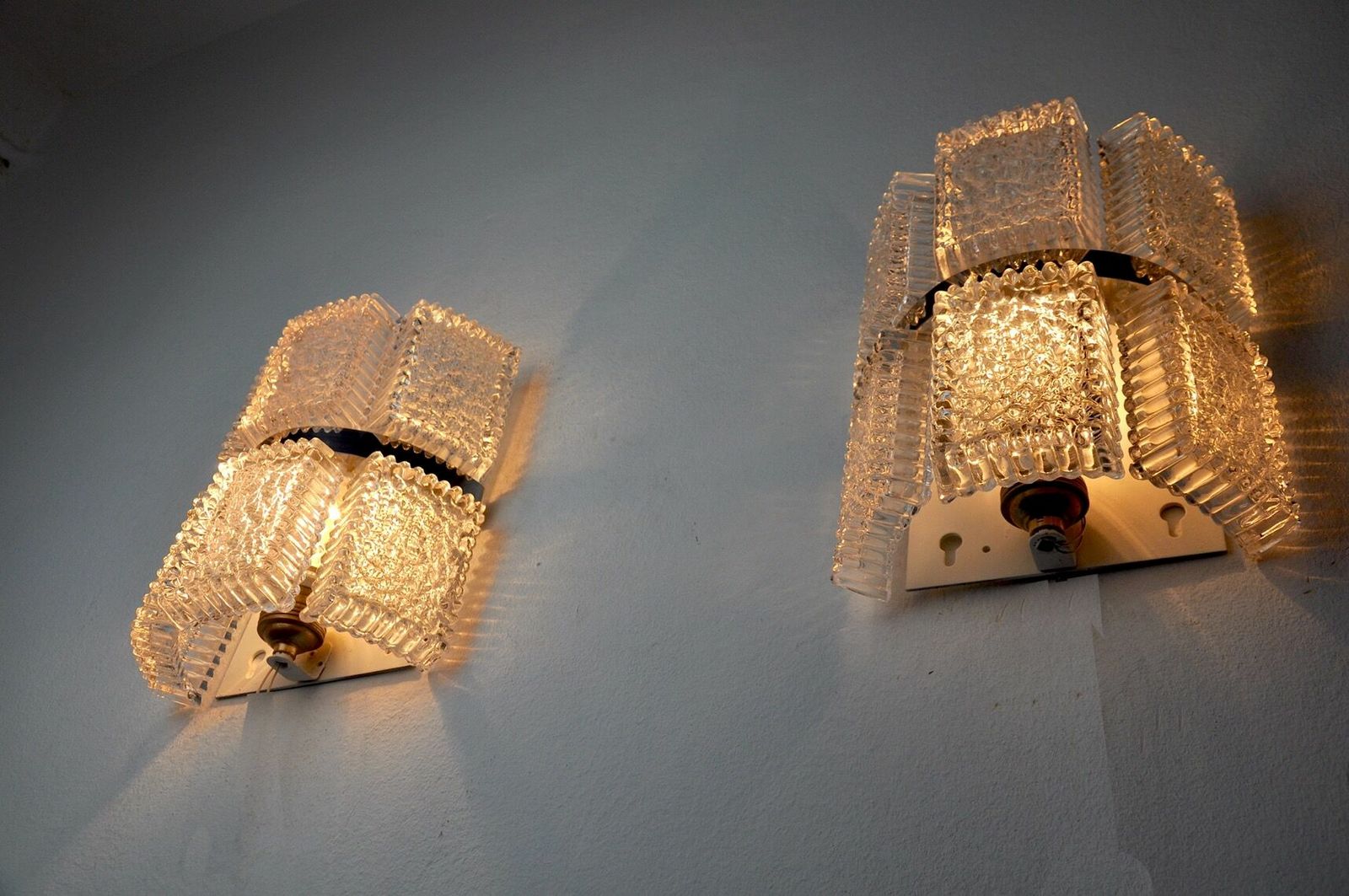Pair Of Sconces By Kaiser Leuchten, Frosted Glass, Germany, 1960 photo for sale
