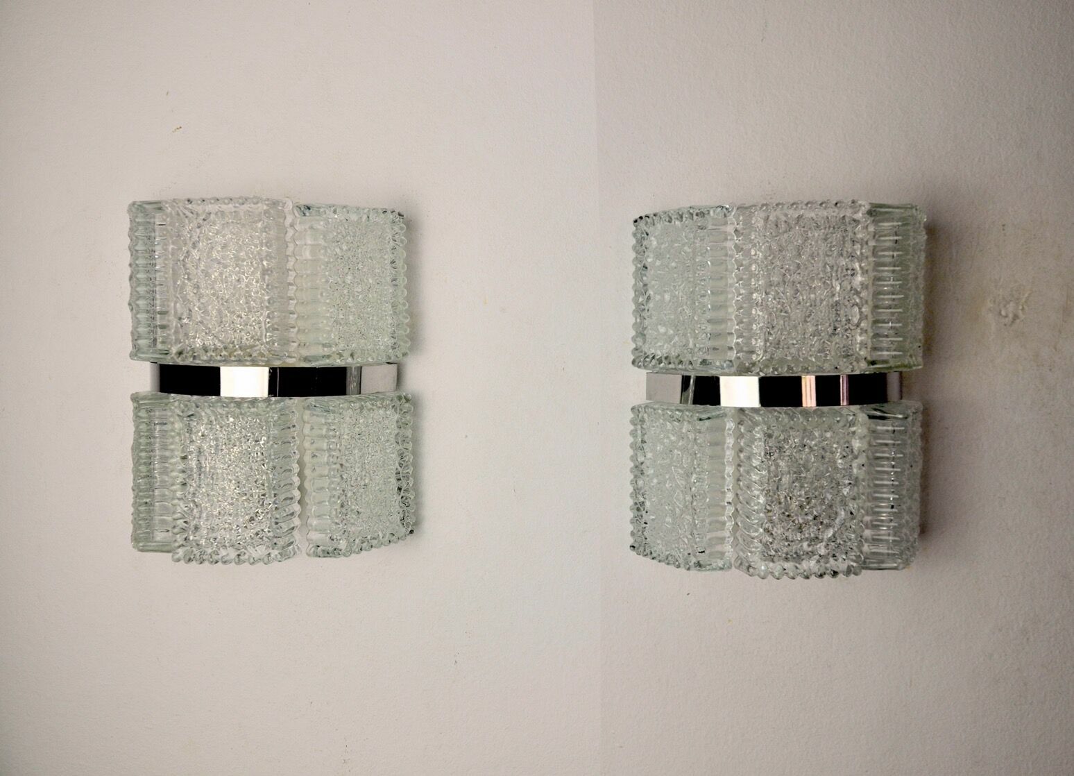 Pair Of Sconces By Kaiser Leuchten, Frosted Glass, Germany, 1960 photo buy
