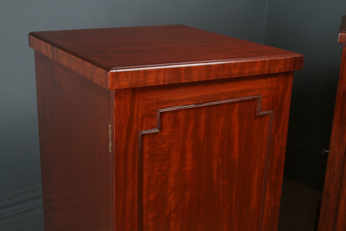 English Pair Of Regency Figured Mahogany Pedestal Cabinets / Cupboards (Circa 1820) photo Furniture