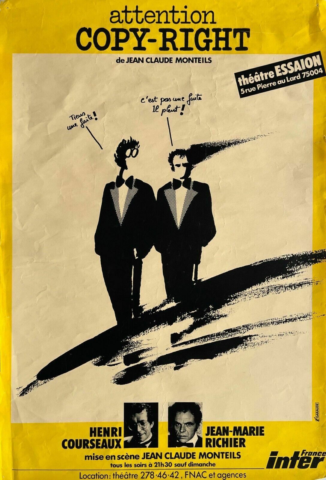Theater Play Poster Henri Courseaux Jean Marie Richier 1980 Essaion Paris