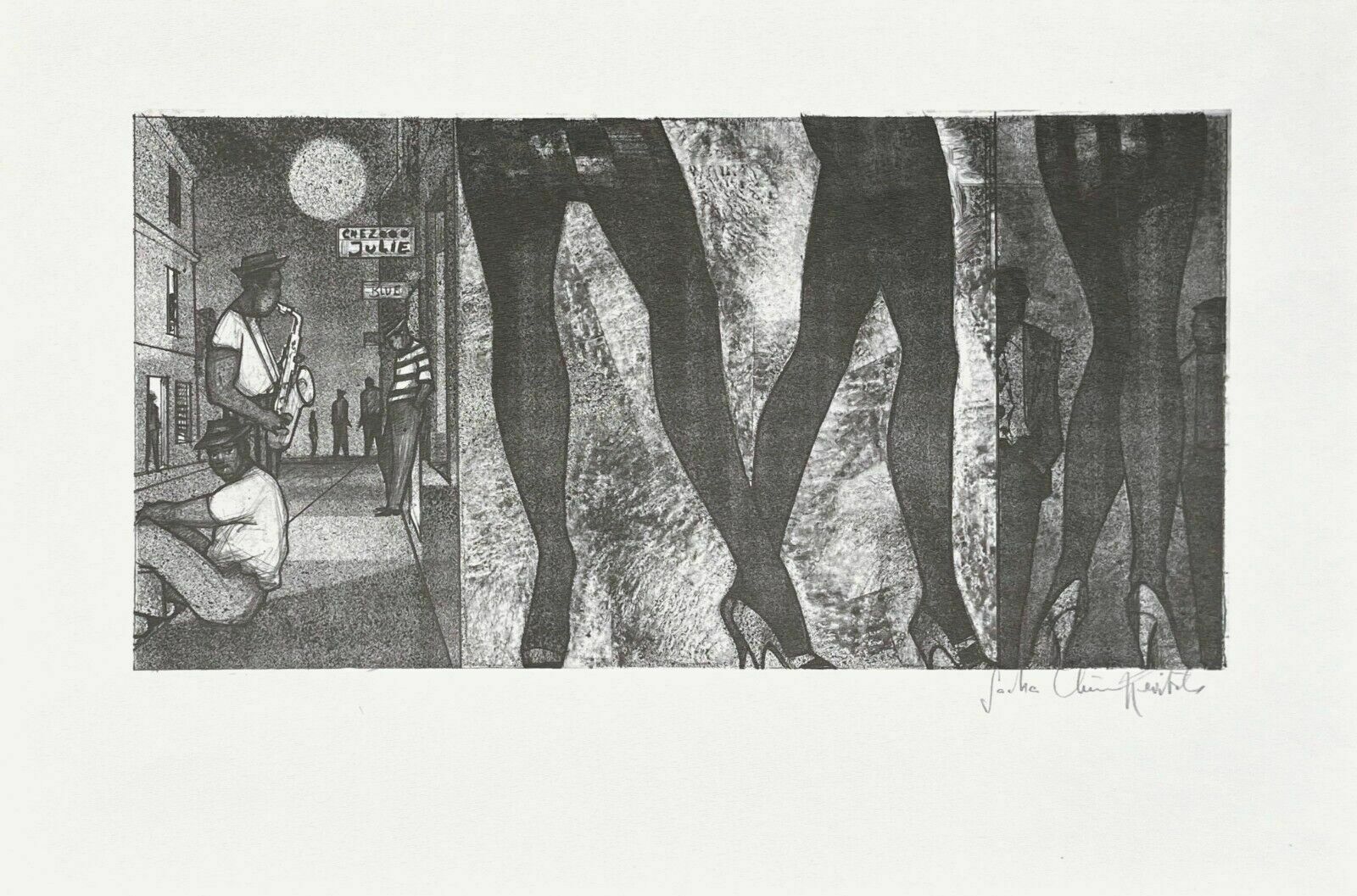 Sacha Chimkevitch Original Signed Lithograph Women Of The Night Woman