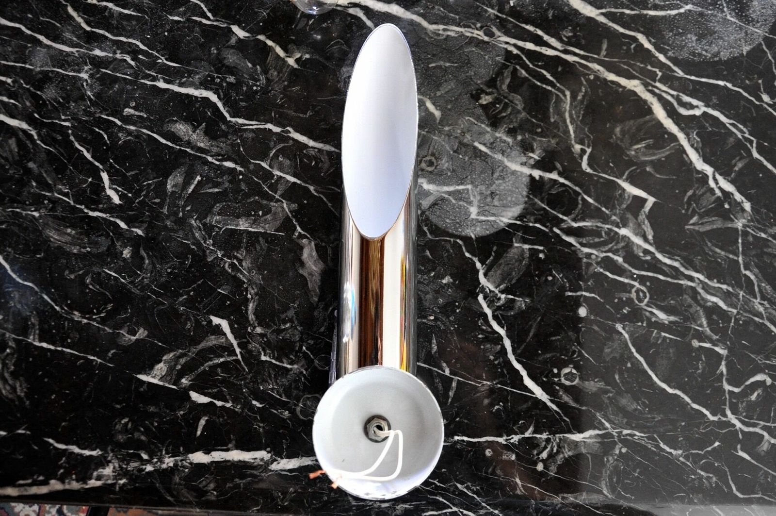 Tubular Space Age Wall Lamp, Chromed Metal, Italy, 1970 photo Lighting