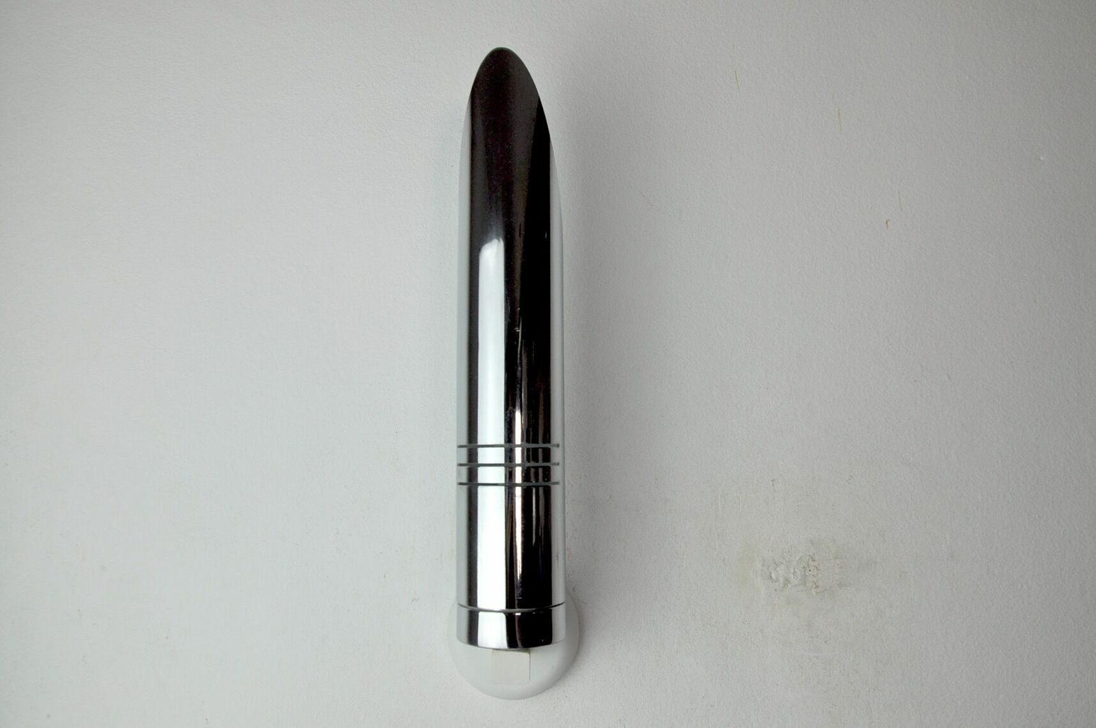 Tubular Space Age Wall Lamp, Chromed Metal, Italy, 1970 photo vinterior