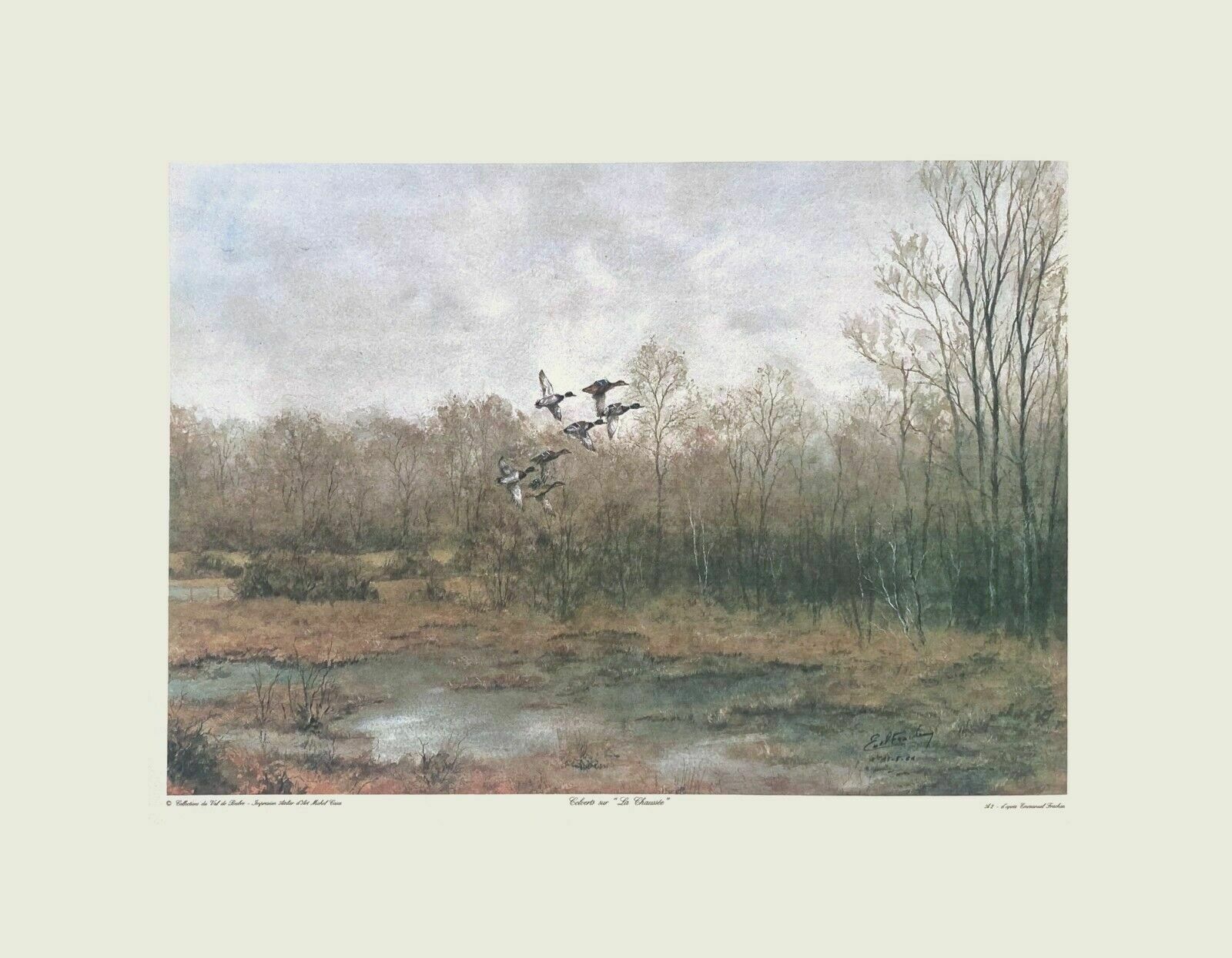 Sérigraphie de chasse aux chiens courants, par Emmanuel Frachon