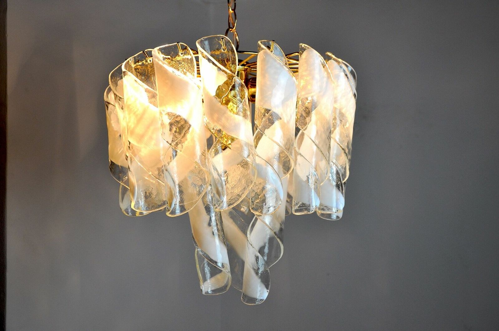 Spiral Chandelier By Simoeng, Murano Glass, Italy, 1960 photo furniture