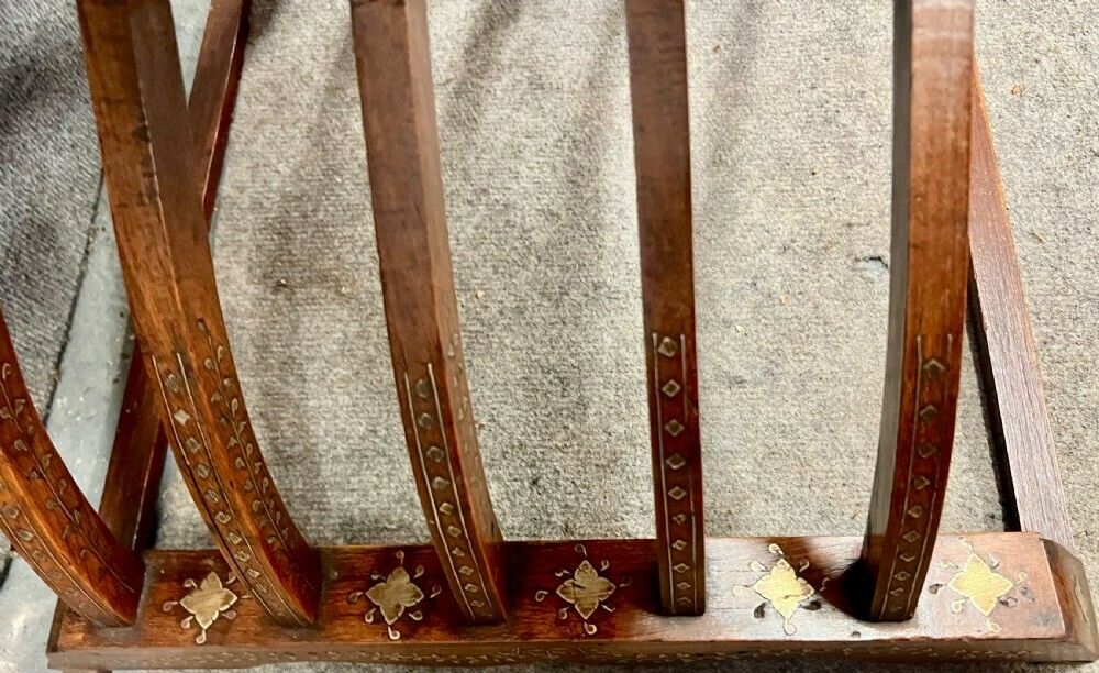825.0 Indian Hoshiarpur Brass Inlaid Savronola Style Armchair photo