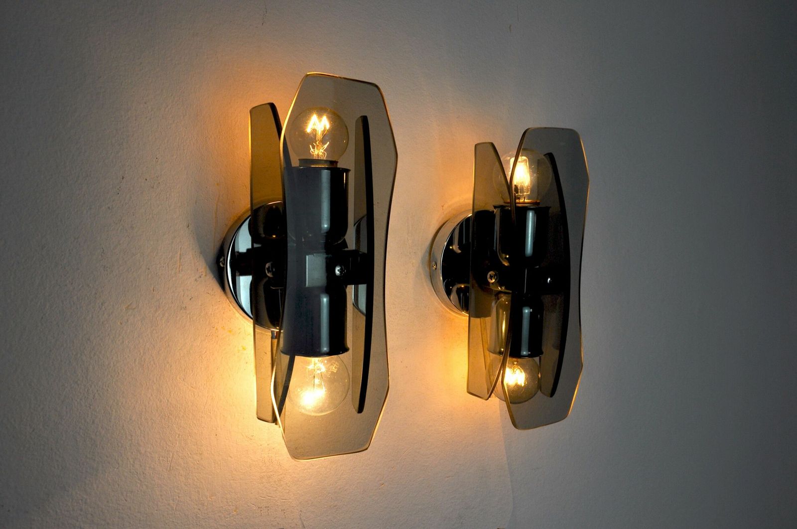 Pair Of Black Veca Sconces, Murano Glass, Italy, 1960s photo for sale