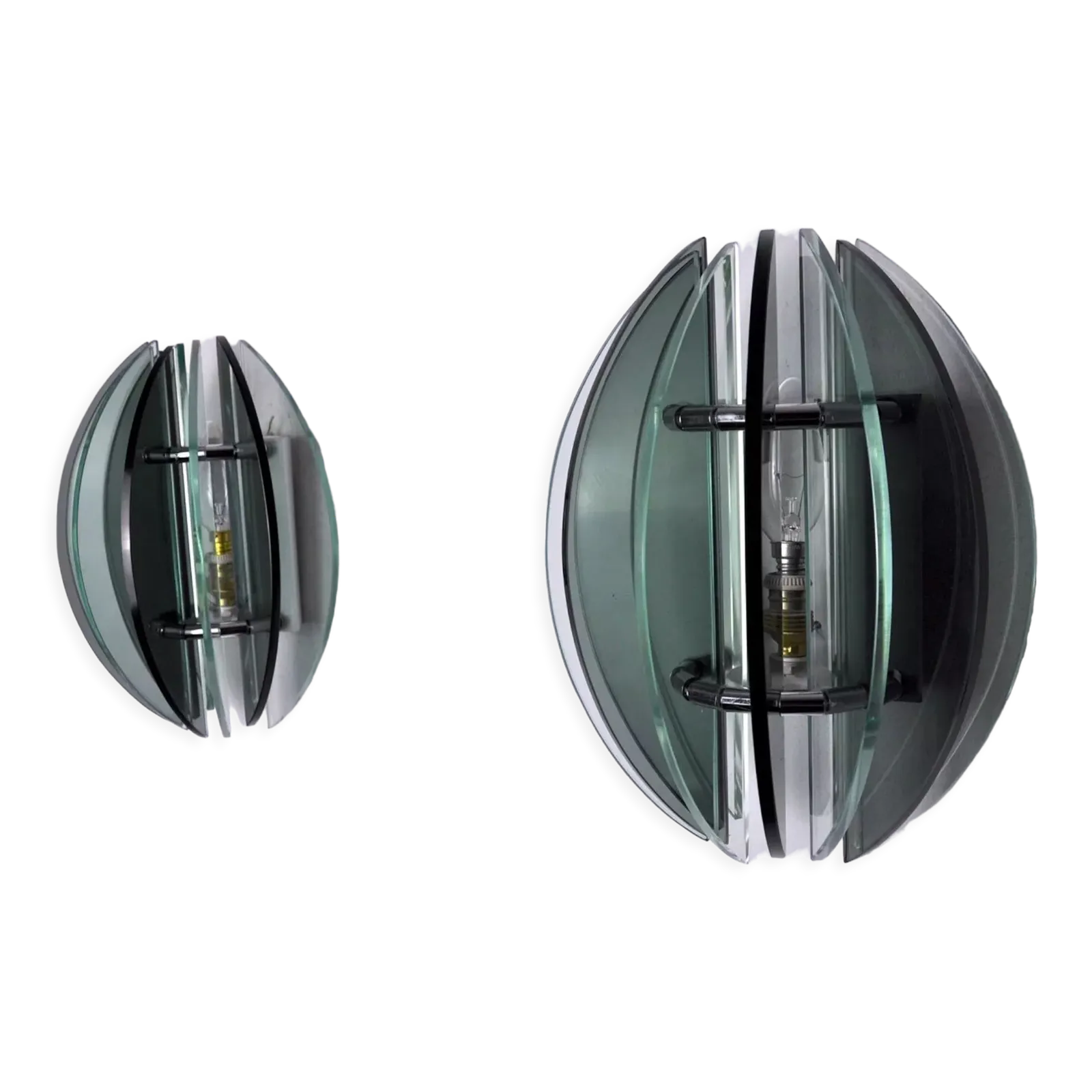Pair Of Veca Sconces, Two Tone Murano Glass, Italy, 1960s photo for sale