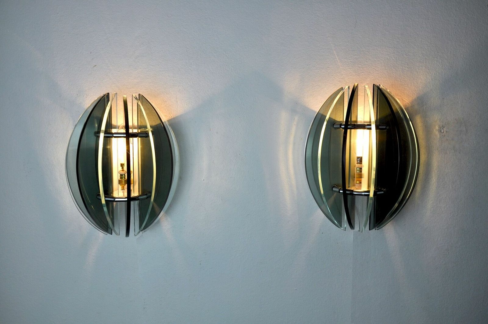 photo furniture Pair Of Veca Sconces, Two Tone Murano Glass, Italy, 1960s