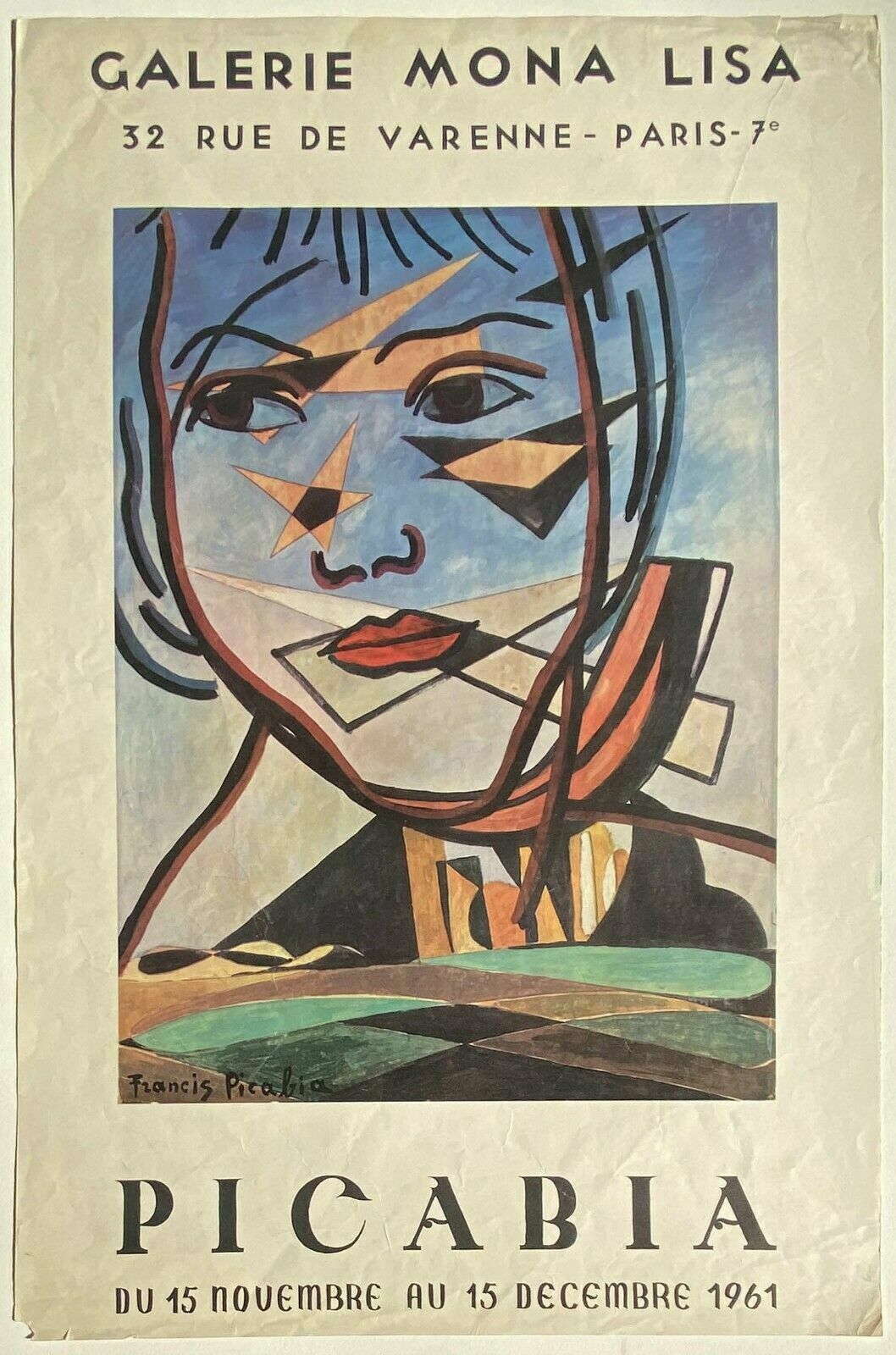 Picabia Francis   Exhibition Poster 1961 Galerie Mona Lisa Paris