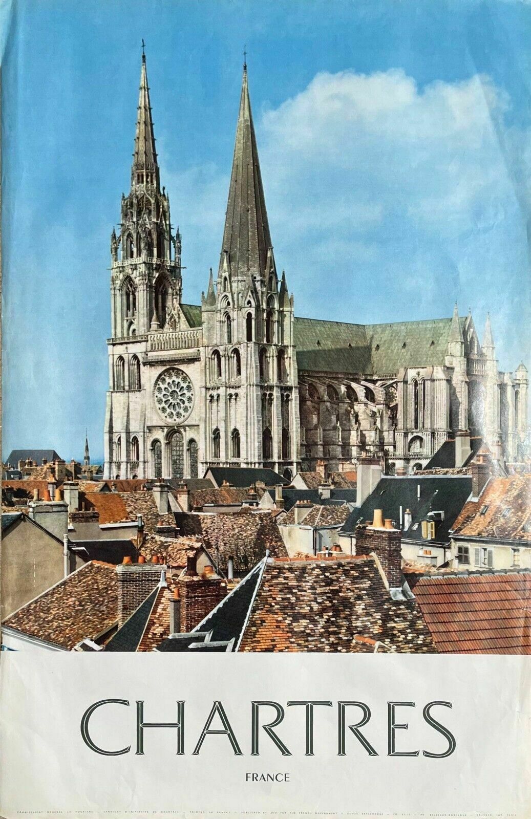 Draeger Tourism France Poster Chartres France Church 1955