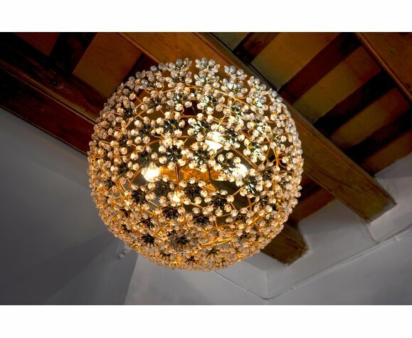 Floral Chandelier In Cut Crystals By Bakalowits And Söhne, Austria, 1970 photo vintage