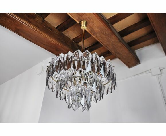 Jt Kalmar Chandelier, Cut Glass, 3 Levels, Austria 1970 photo furniture