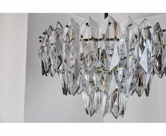 Jt Kalmar Chandelier, Cut Glass, 3 Levels, Austria 1970 photo Lighting