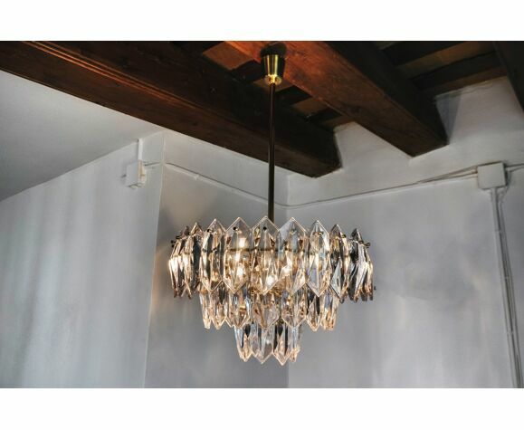 Jt Kalmar Chandelier, Cut Glass, 3 Levels, Austria 1970 photo buy