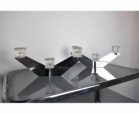 Pair Of Peill & Putzler Candlesticks, Glass And Metal, Germany, 1970 photo 1265.0
