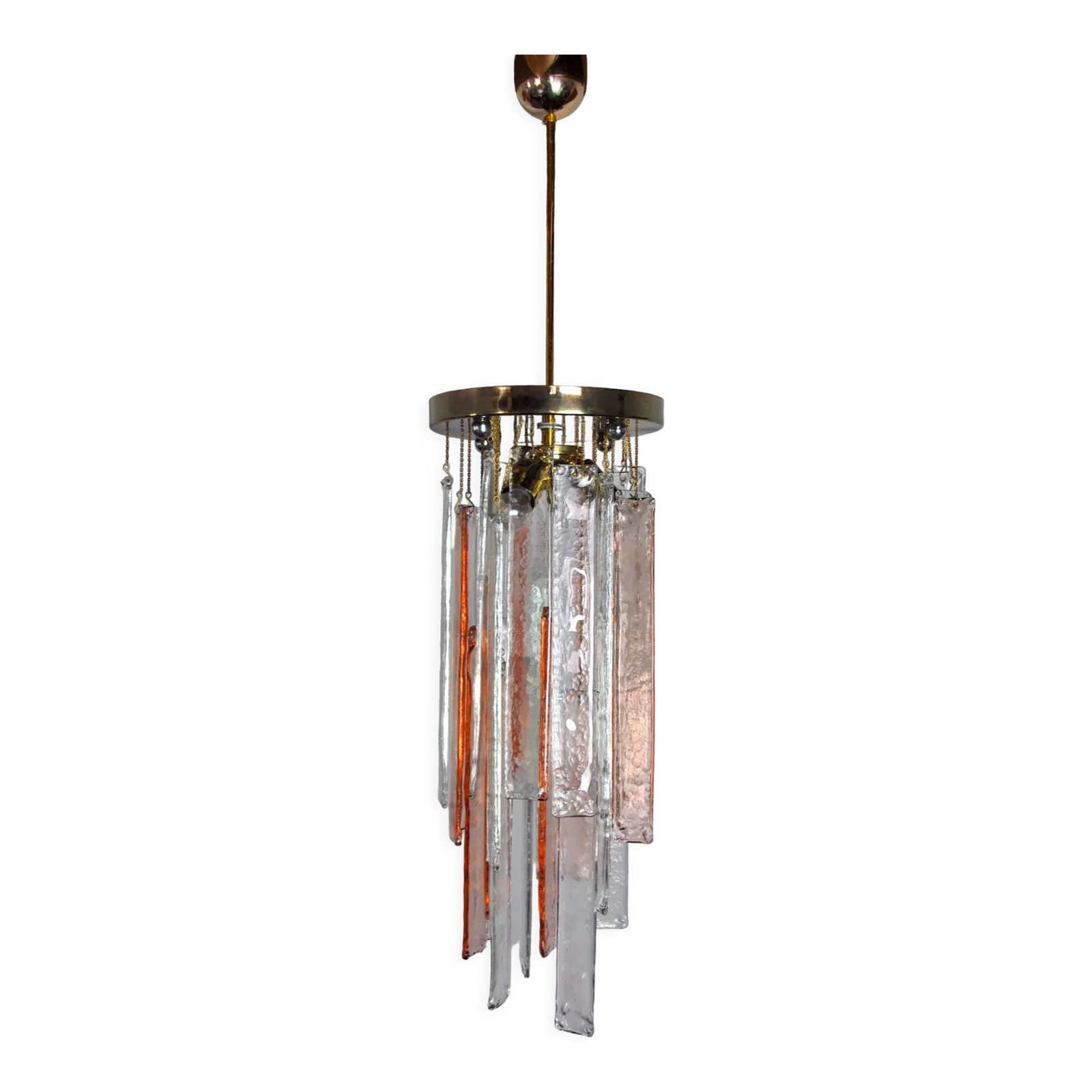 Poliarte Chandelier By Albano Poli, Pink And Transparent Murano Glass, Italy, 1970