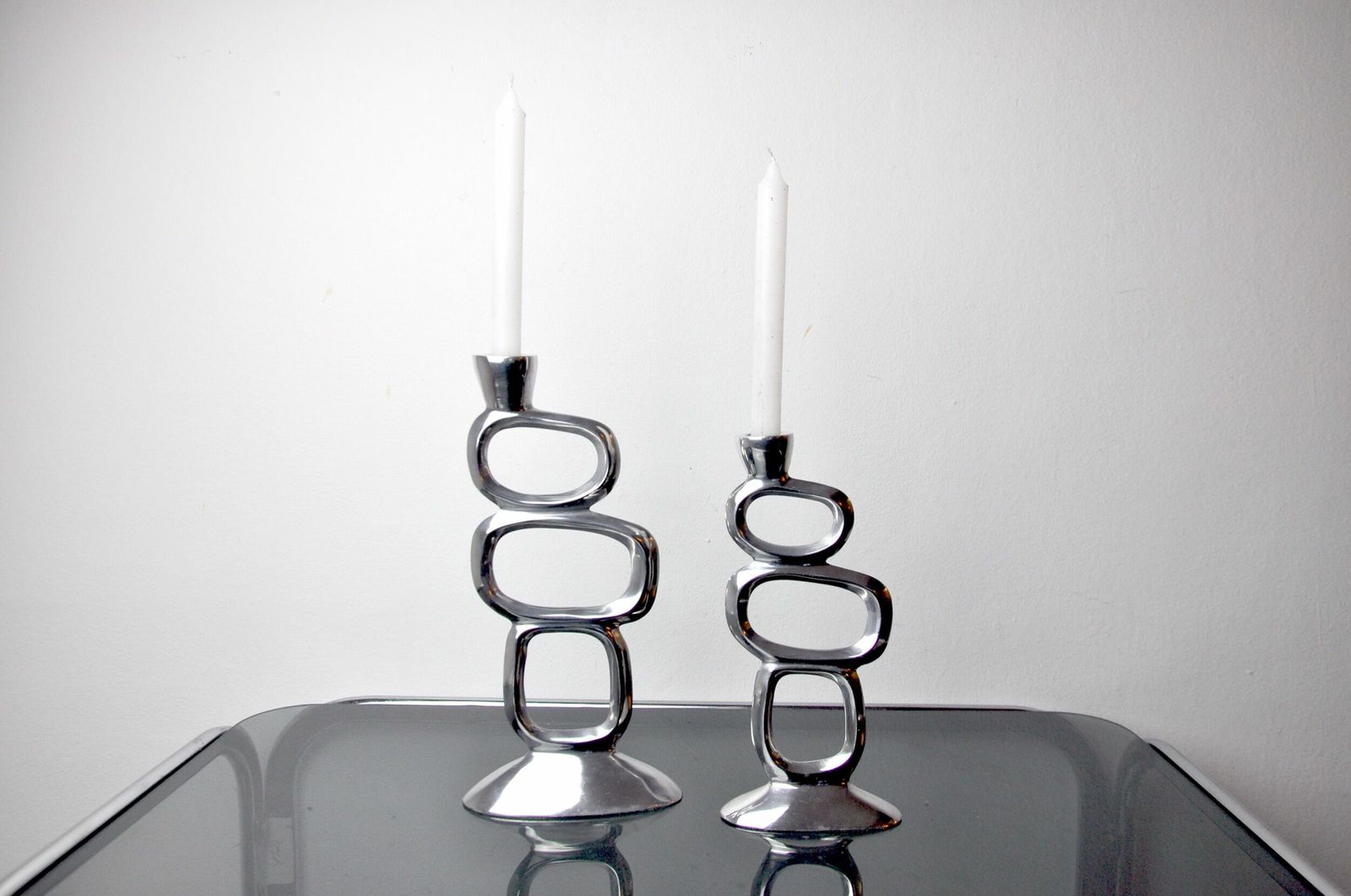 Pair Of Circle Candlesticks By Matthew Hilton, England, 1980 photo Home Decor