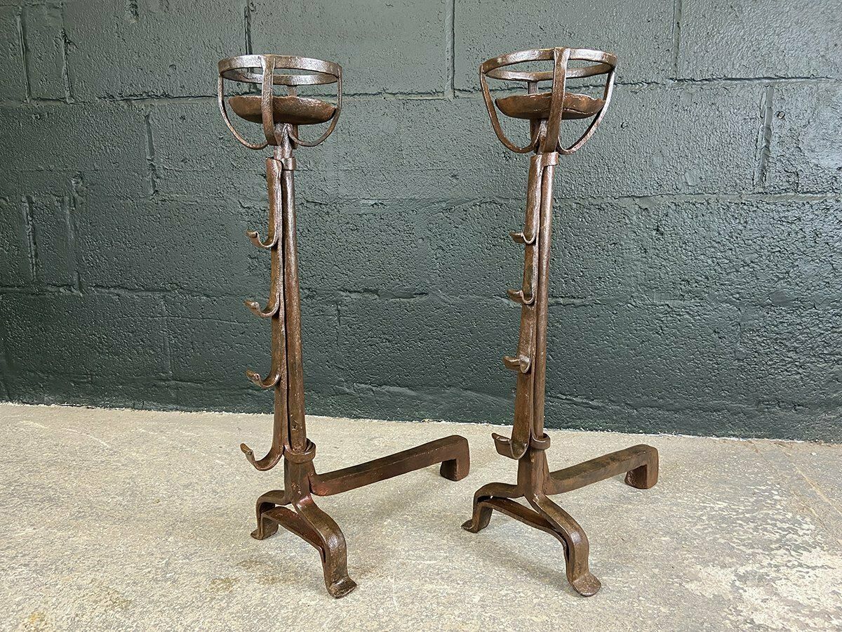 Pair Of French Wrought Iron Fire Dogs