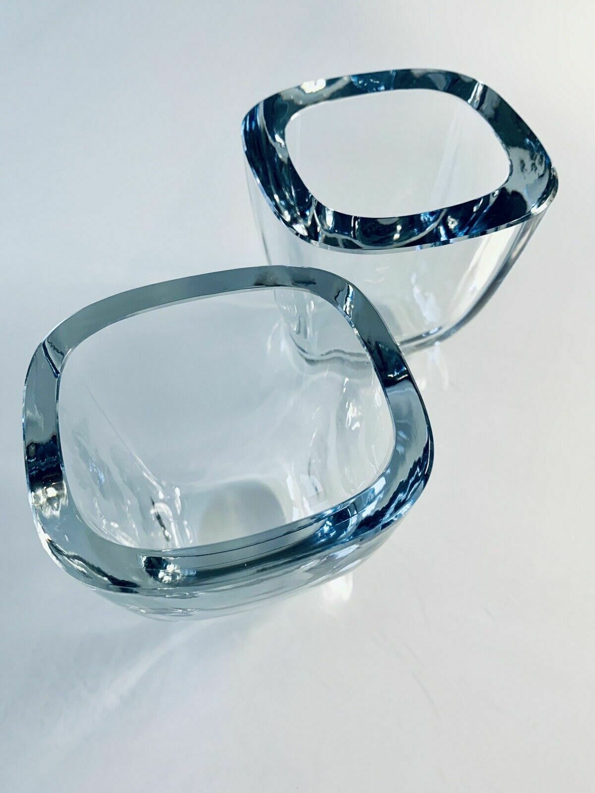 A Pair Of Mid Century Swedish Glass Strömbergshyttan Vases Asta Strömberg C1950