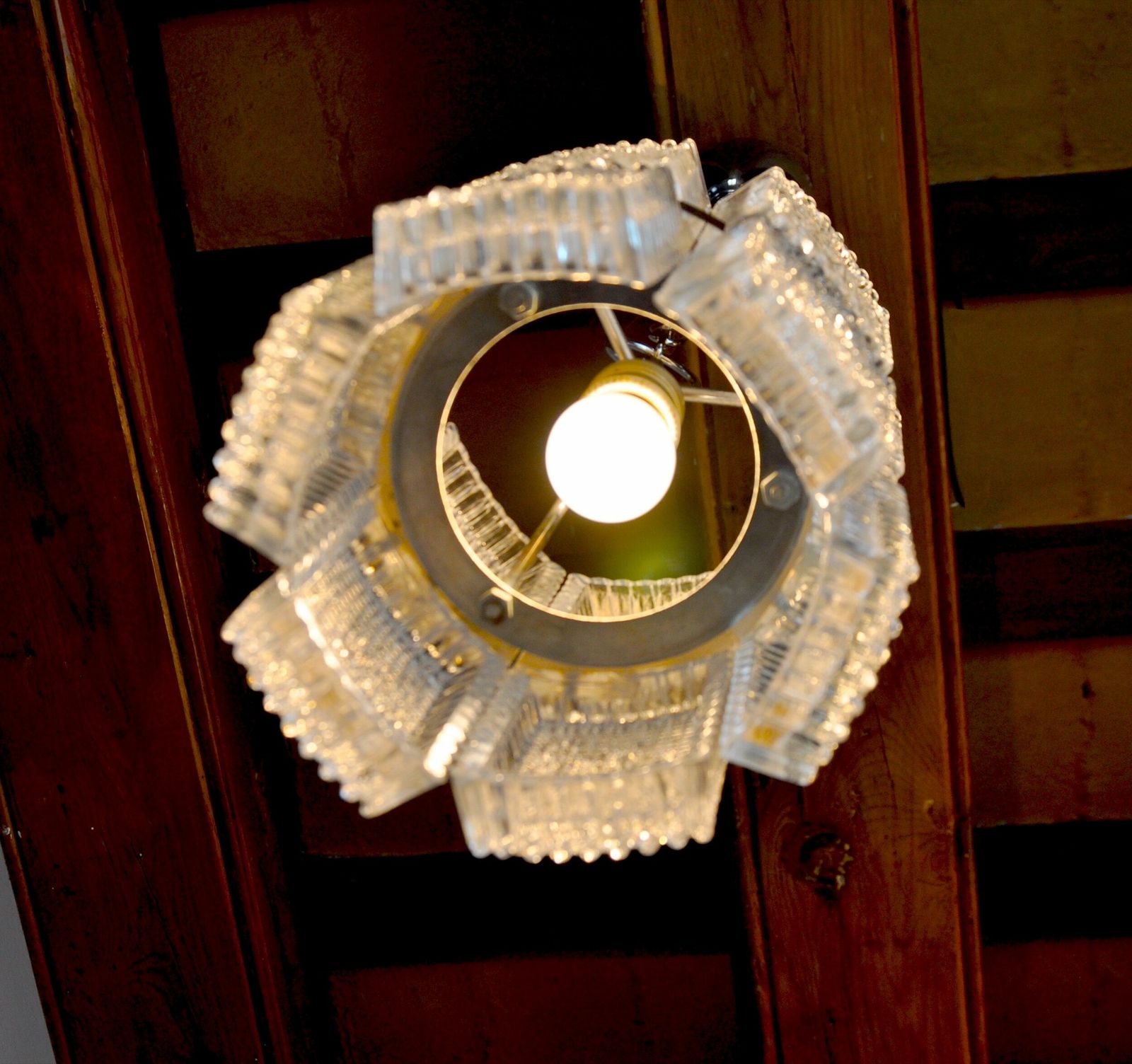 Chandelier By Kaiser Leuchten In Frosted Glass Germany 1960 photo for sale
