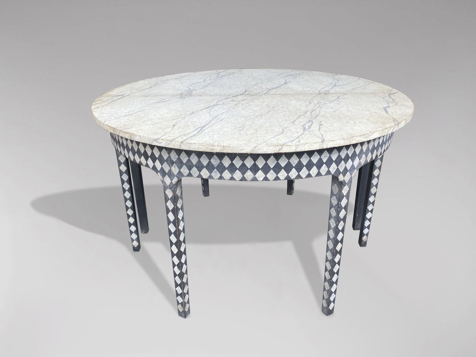 Pair Of 19th Century Painted Demi Lune Console Tables photo buy
