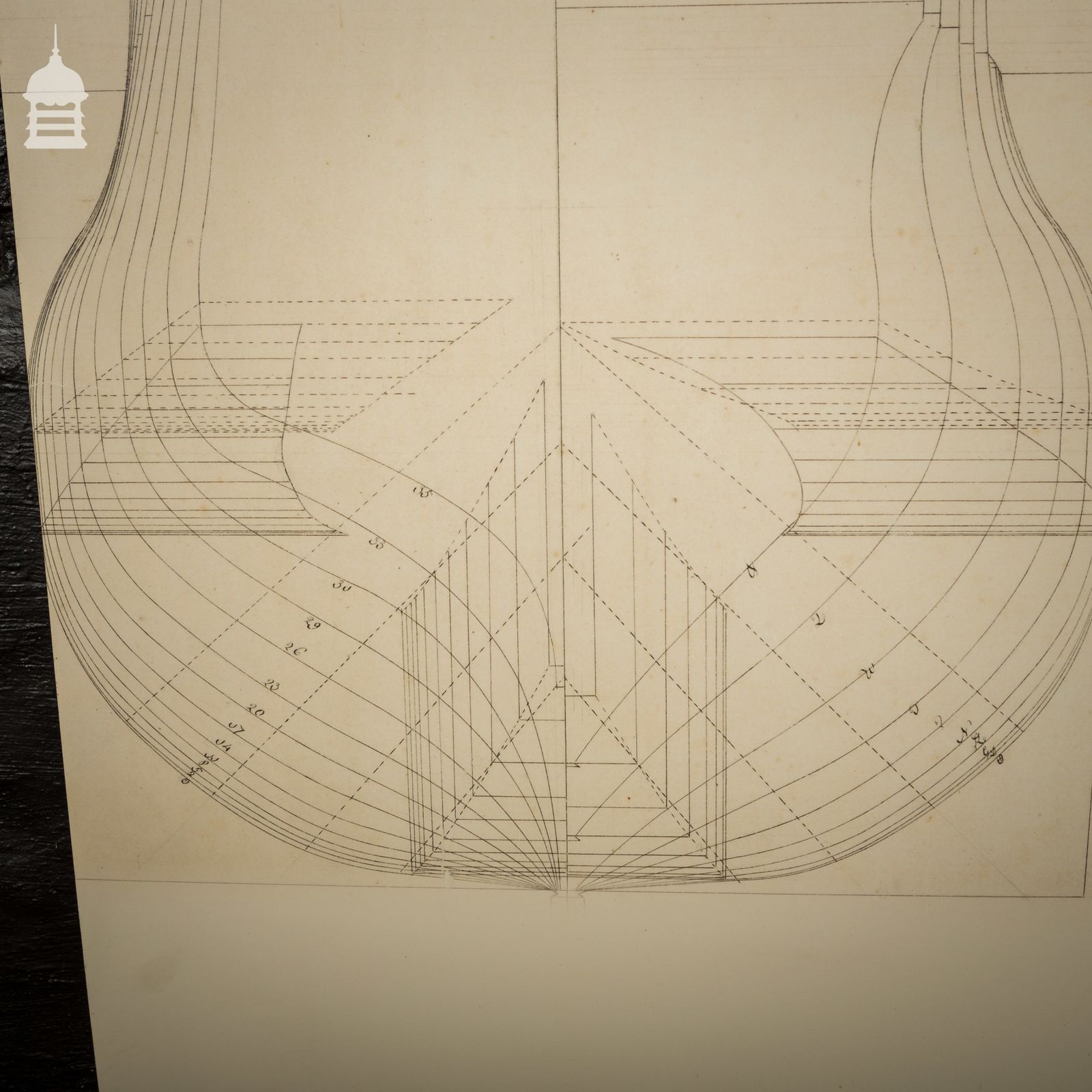 Huge Scale Diagram Of 3rd Rate Maritime Nautical War Ship photo for sale