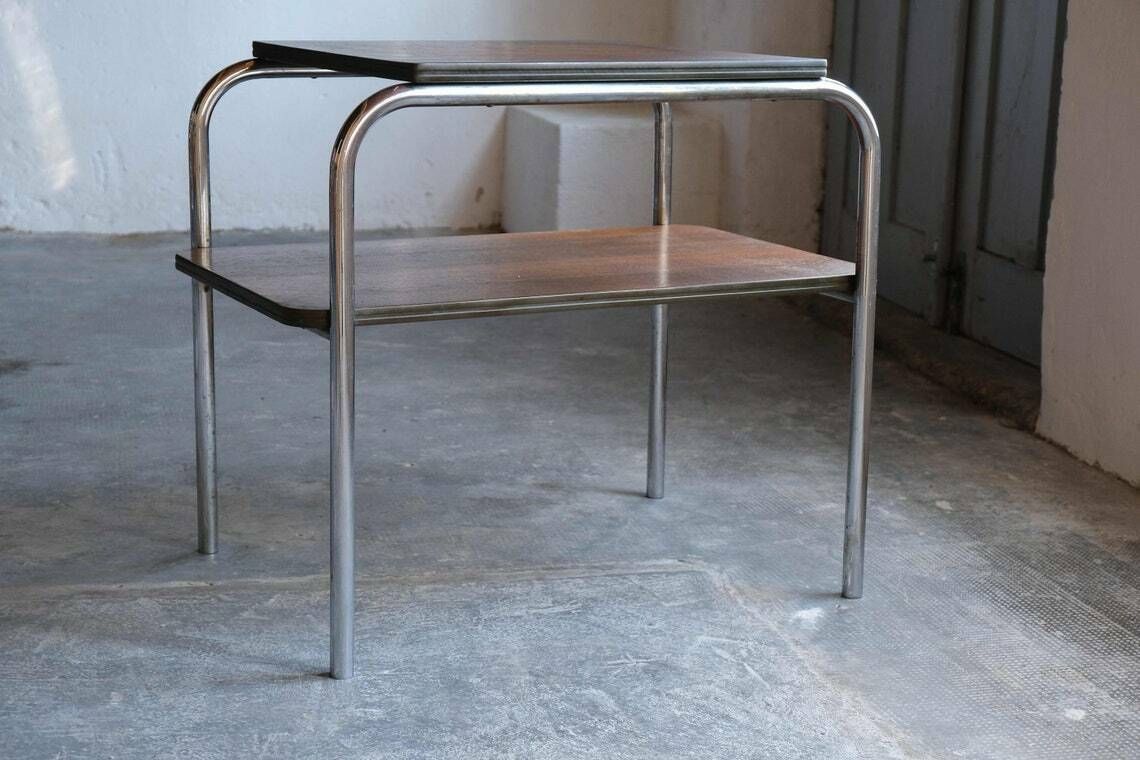 Large Bauhaus Side Table / Bauhaus Shelf In Dark Brown photo 430.0