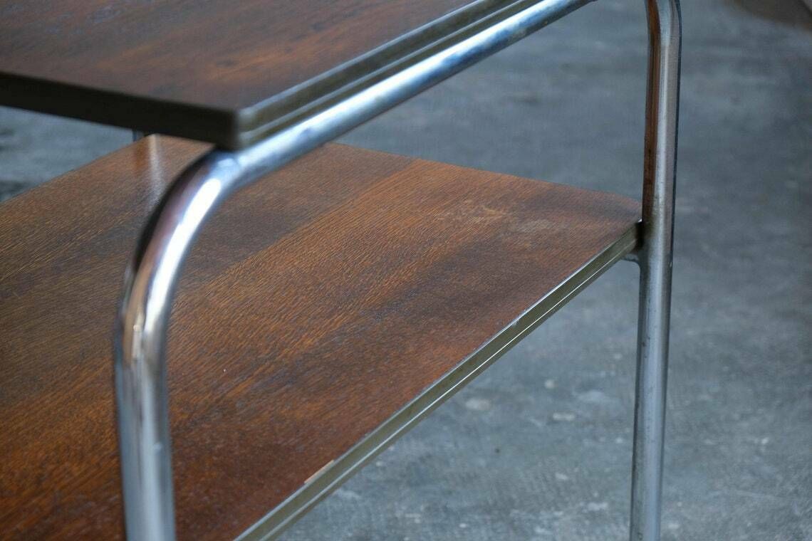 Large Bauhaus Side Table / Bauhaus Shelf In Dark Brown photo buy