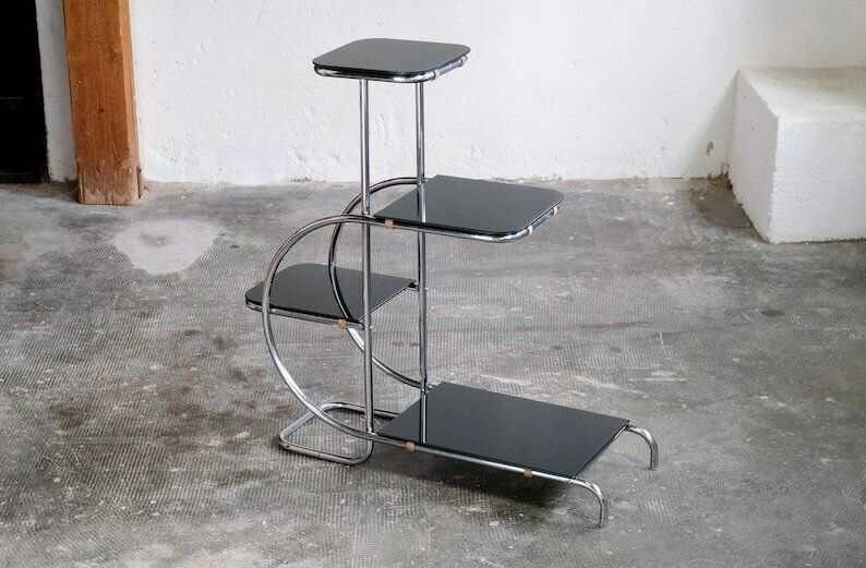 Large Bauhaus étagere With Black Or White Glass Tops photo furniture