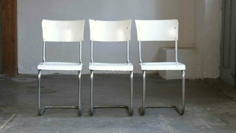 1 Of 3 Bauhaus Cantilever Chairs, White